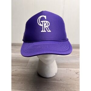 Vintage‎ 90s Colorado Rockies Purple Mesh Trucker Snapback Hat Cap Youth